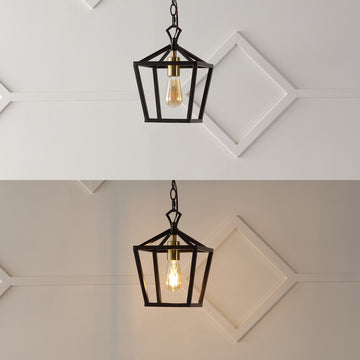 Oslin 8" Vintage Farmhouse Iron Chain Pagoda LED Pendant